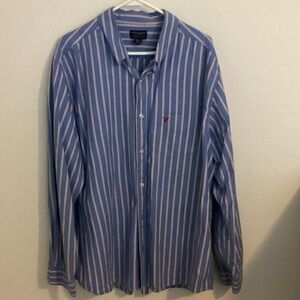 American Eagle Outfitters Blue and White Striped Shirt